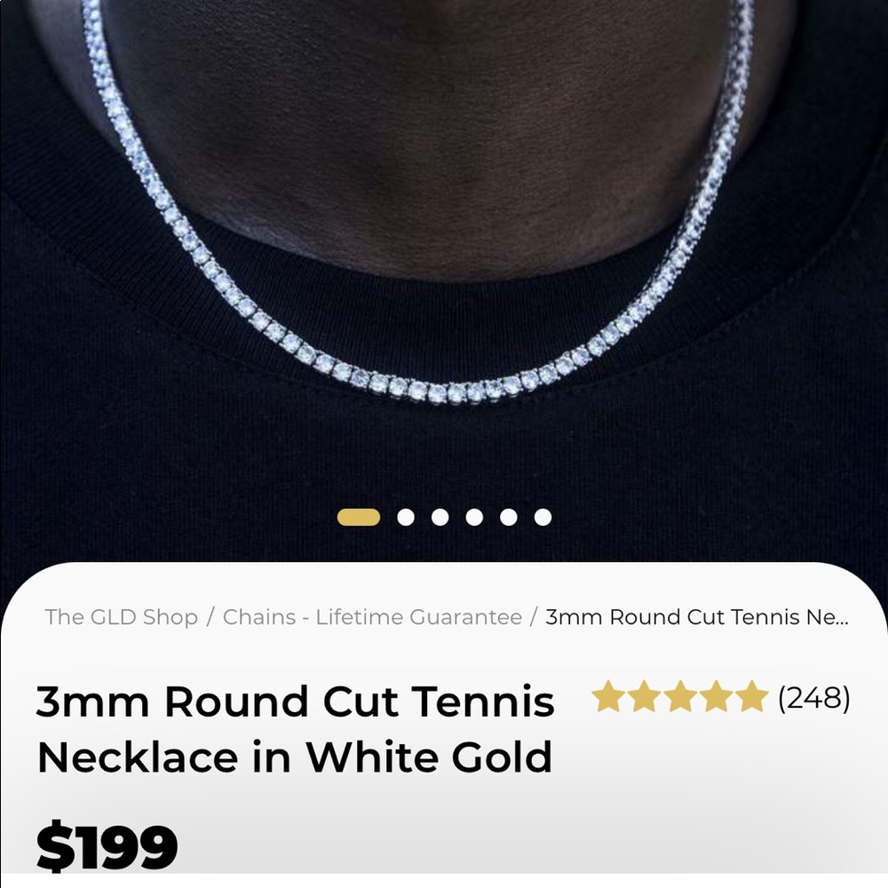 3MM ROUND CUT TENNIS NECKLACE WHITE GOLD